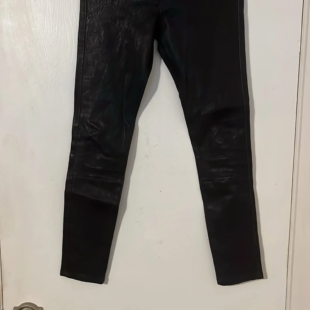 AG Adriano Goldschmied Farrah Black Lamb Leather Pants Size 25